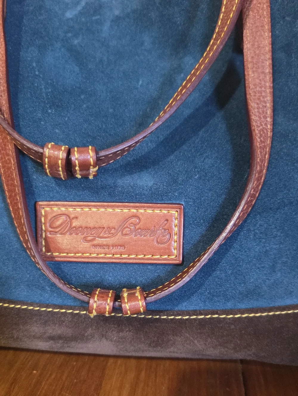 Vintage Y2k Dooney And Bourke Bella Shopper Bag Blue And Brown Suede 2001